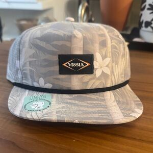 VISSLA Beige Floral bambo camo Snapback Hat with Black Cord